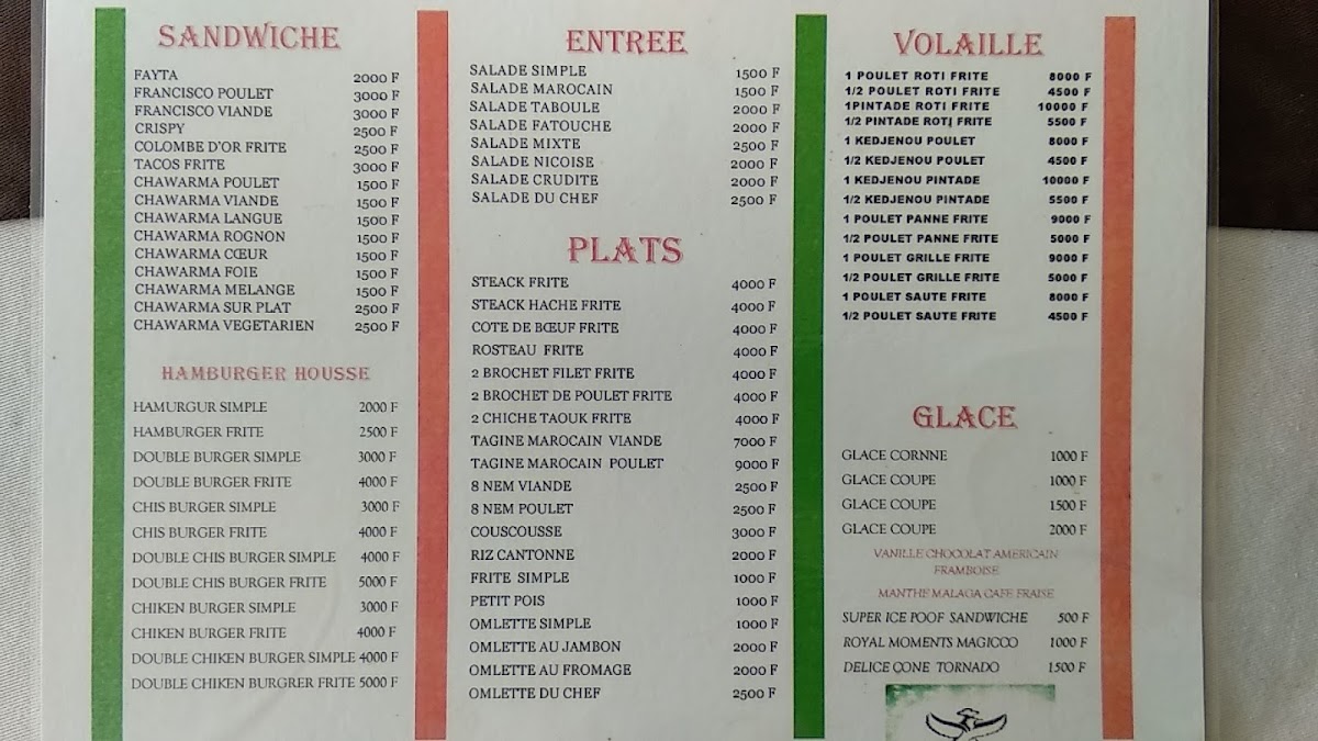 Menu La Colombe D'or Plus-1